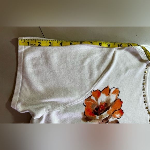 Alfred Dunner Plus size 2X Womens Cream Pullover Sweater Short Sleeve Floral - Picture 8 of 16